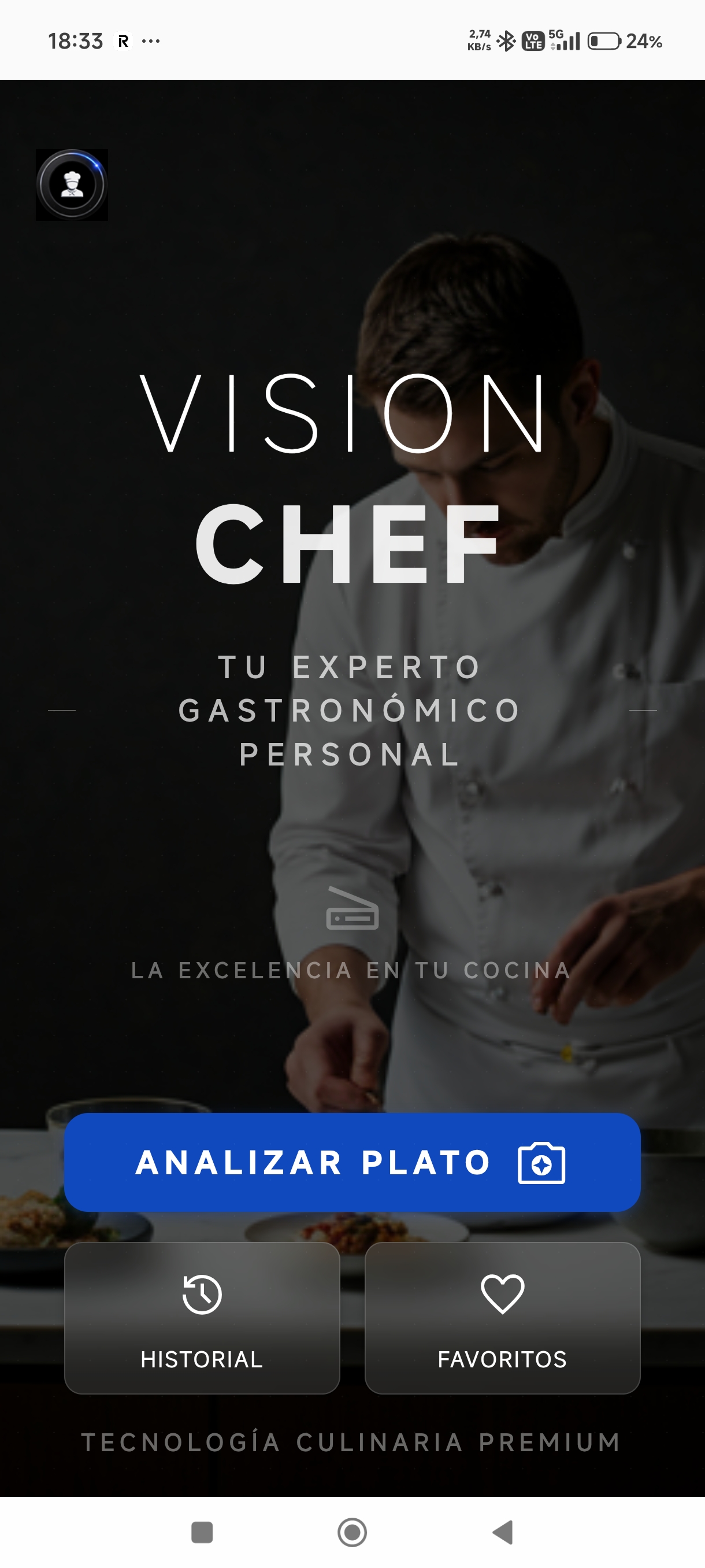 Inicio real de VisionChef